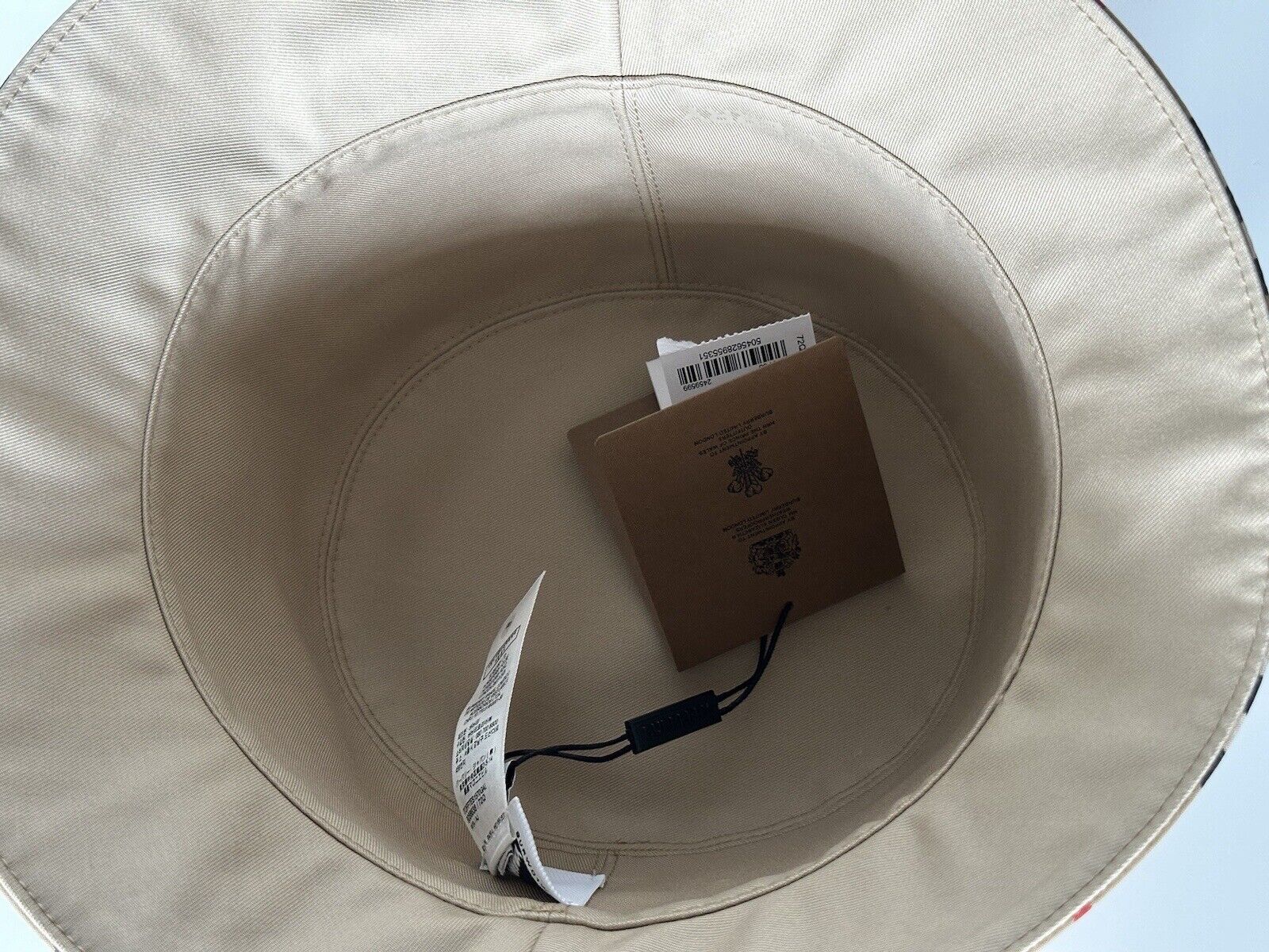 Neu mit Etikett: 470 $ Burberry Check Bucket Hat Cotton Archive Beige L (59 cm) 8056638 Italien 