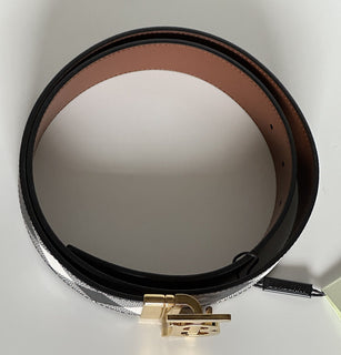 NWT $550 Burberry TB Leather Dark Birch Reversible Belt 44/110 8058348 Italy