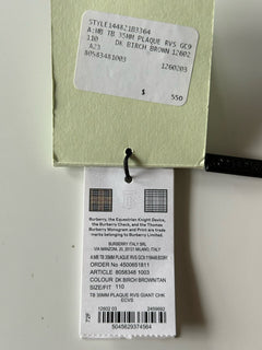 NWT $550 Burberry TB Leather Dark Birch Reversible Belt 44/110 8058348 Italy