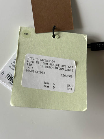 Neu mit Etikett: 550 $ Burberry TB Leder-Wendegürtel in dunkler Birke 44/110 8058348 Italien