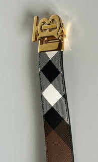 NWT $550 Burberry TB Leather Dark Birch Reversible Belt 44/110 8058348 Italy