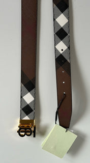 NWT $550 Burberry TB Leather Dark Birch Reversible Belt 44/110 8058348 Italy