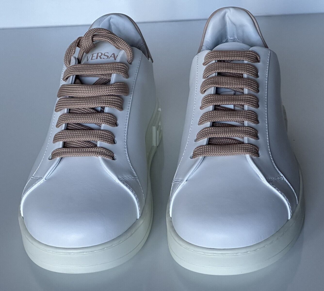 NIB $750 Versace Low Top Women's White Leather Sneakers 10 US (40 Eu) 1008962 IT