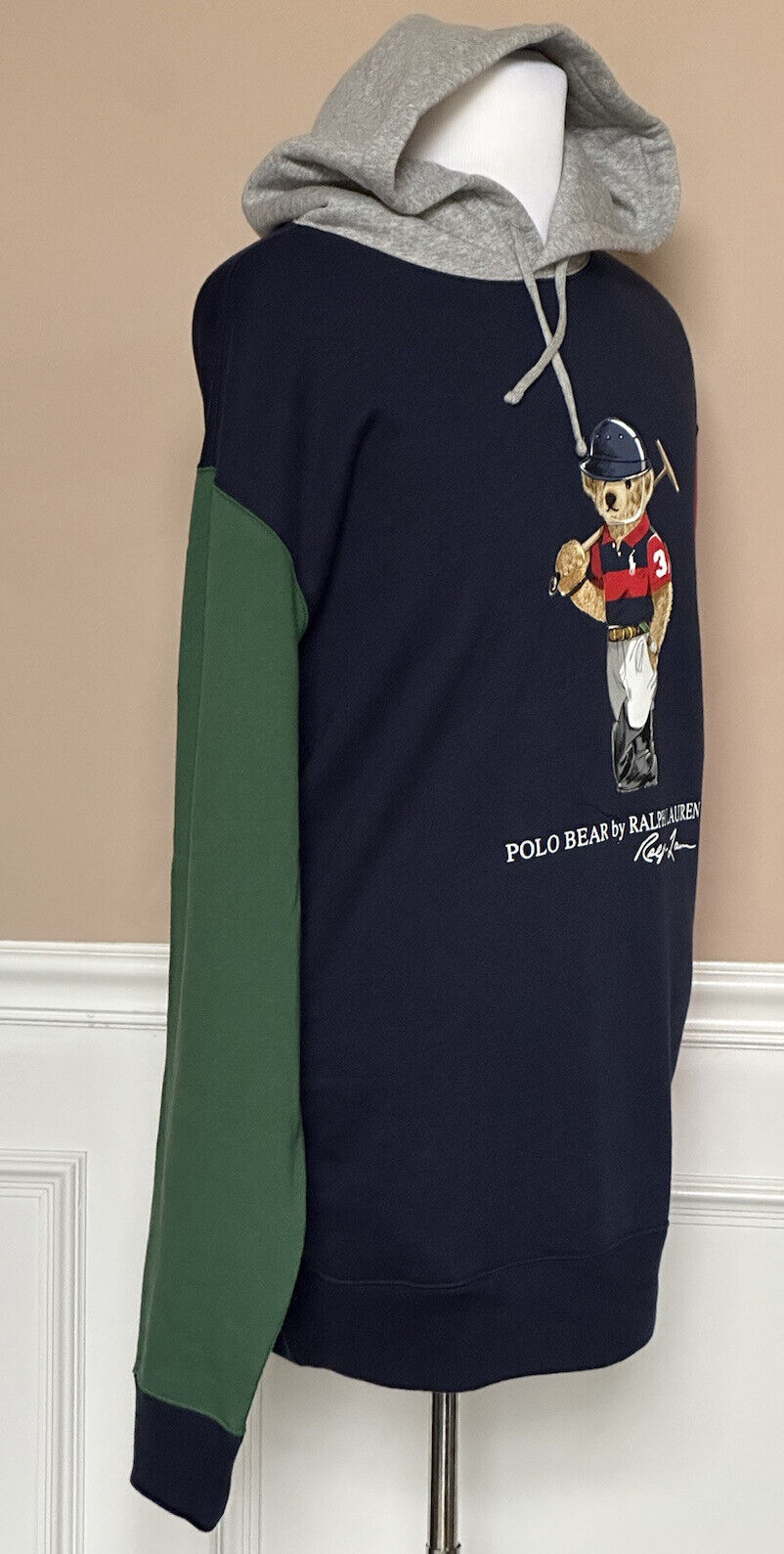 NWT $188 Polo Ralph Lauren Bear Sweatshirt with Hoodie Blue/Green/Red 2XLT/2TGL