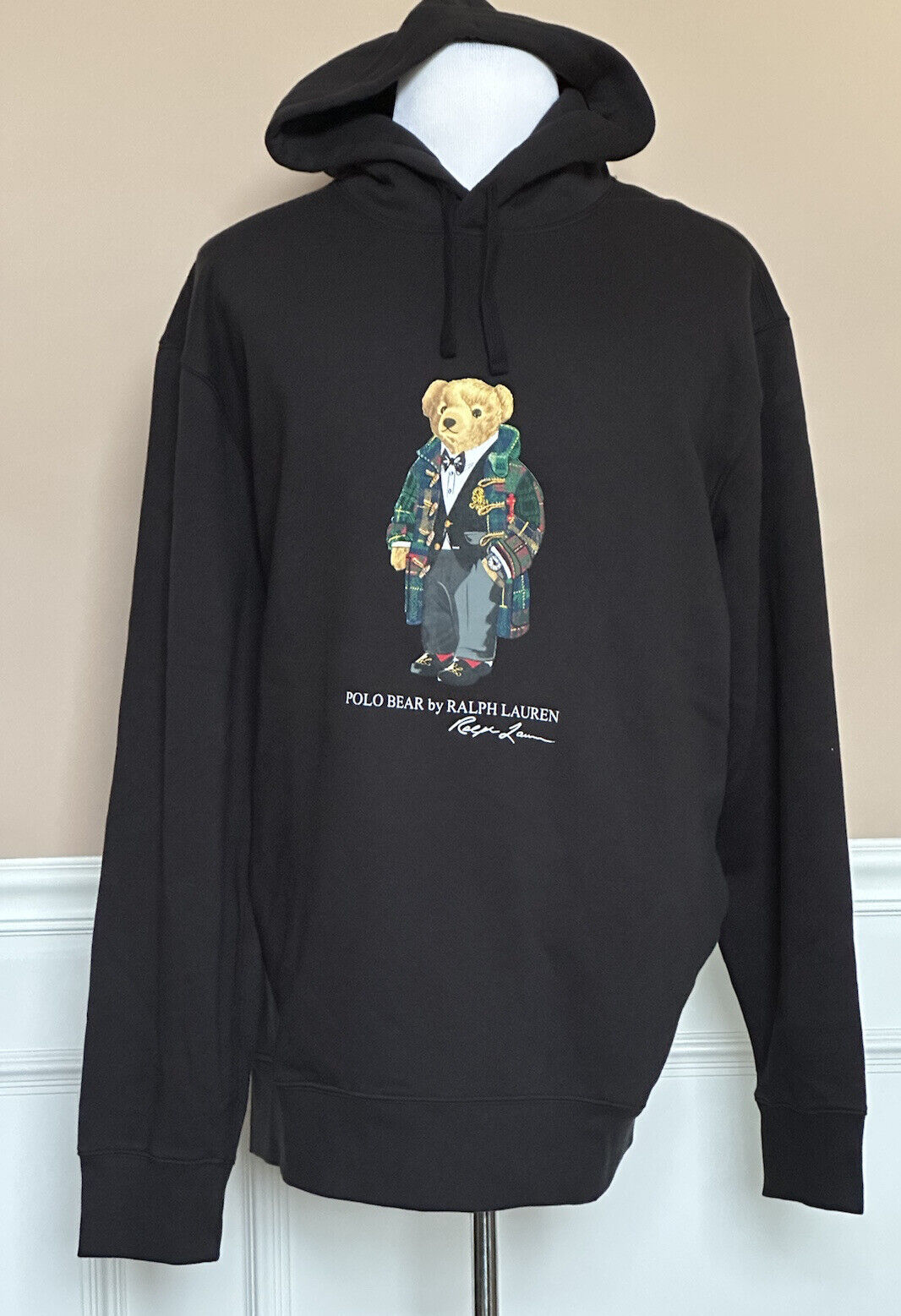 NWT $188 Polo Ralph Lauren Long Sleeve Bear Sweatshirt with Hoodie Black XLT/TGL
