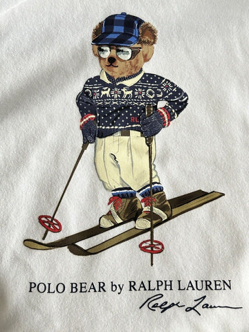 NWT $188 Polo Ralph Lauren Long Sleeve Bear Sweatshirt with Hoodie White 1XB/1TG