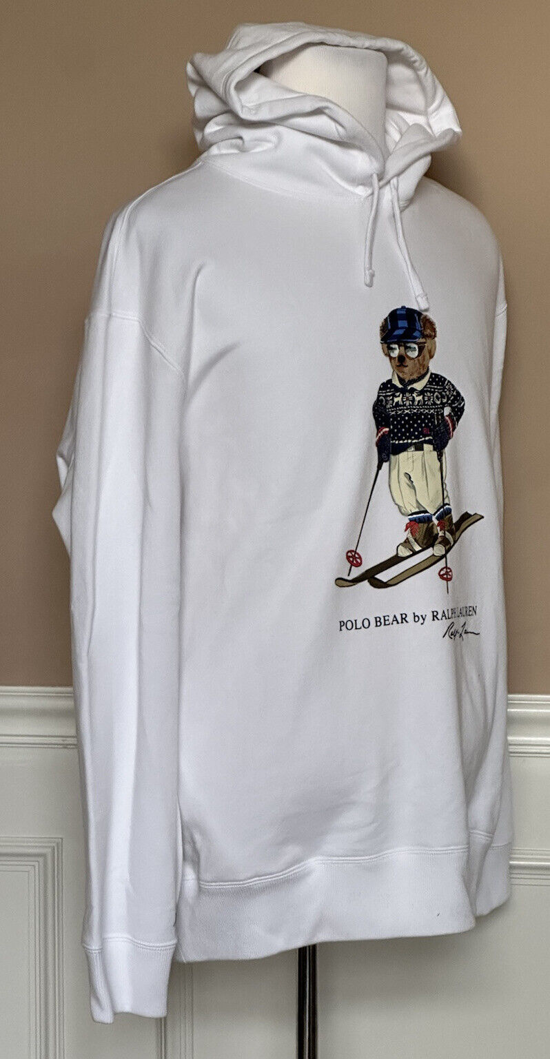 NWT $188 Polo Ralph Lauren Long Sleeve Bear Sweatshirt with Hoodie White XLT/TGL