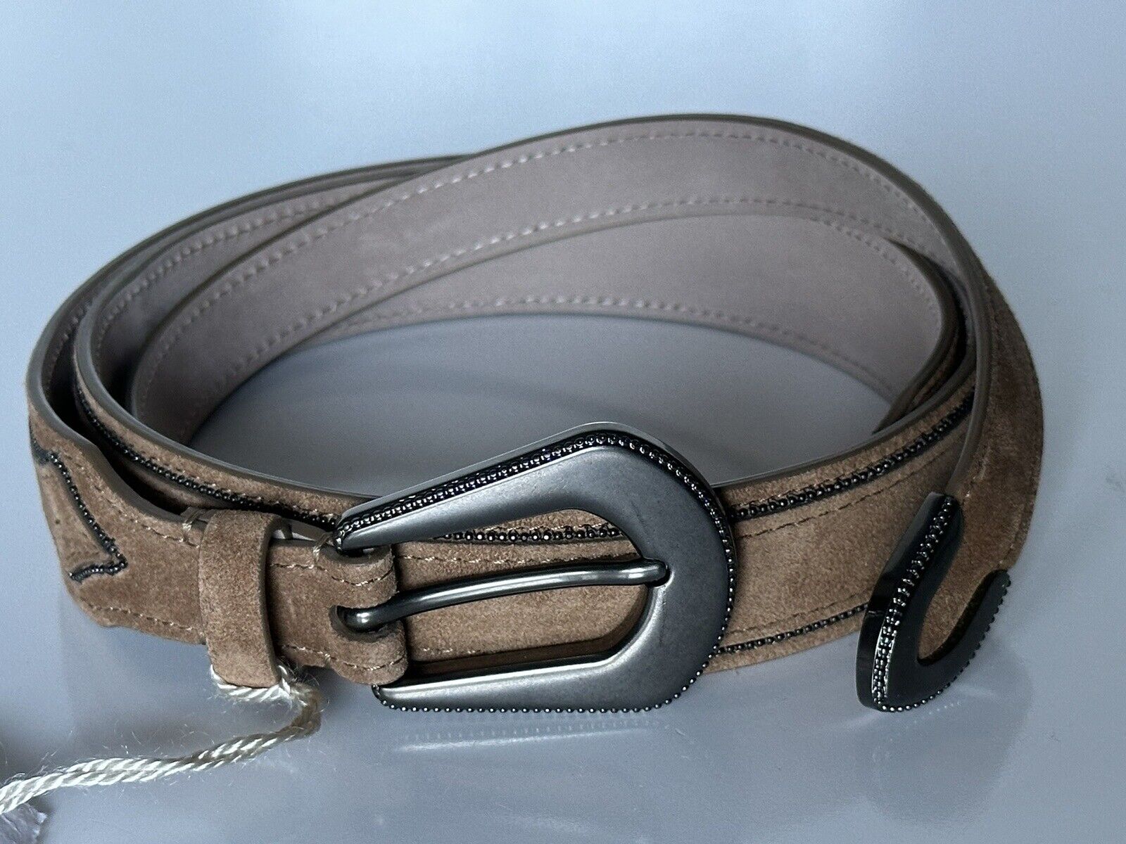 NWT $1750 Brunello Cucinelli Nubuck Leather Belt Nutmeg XL Made in Italy C271P