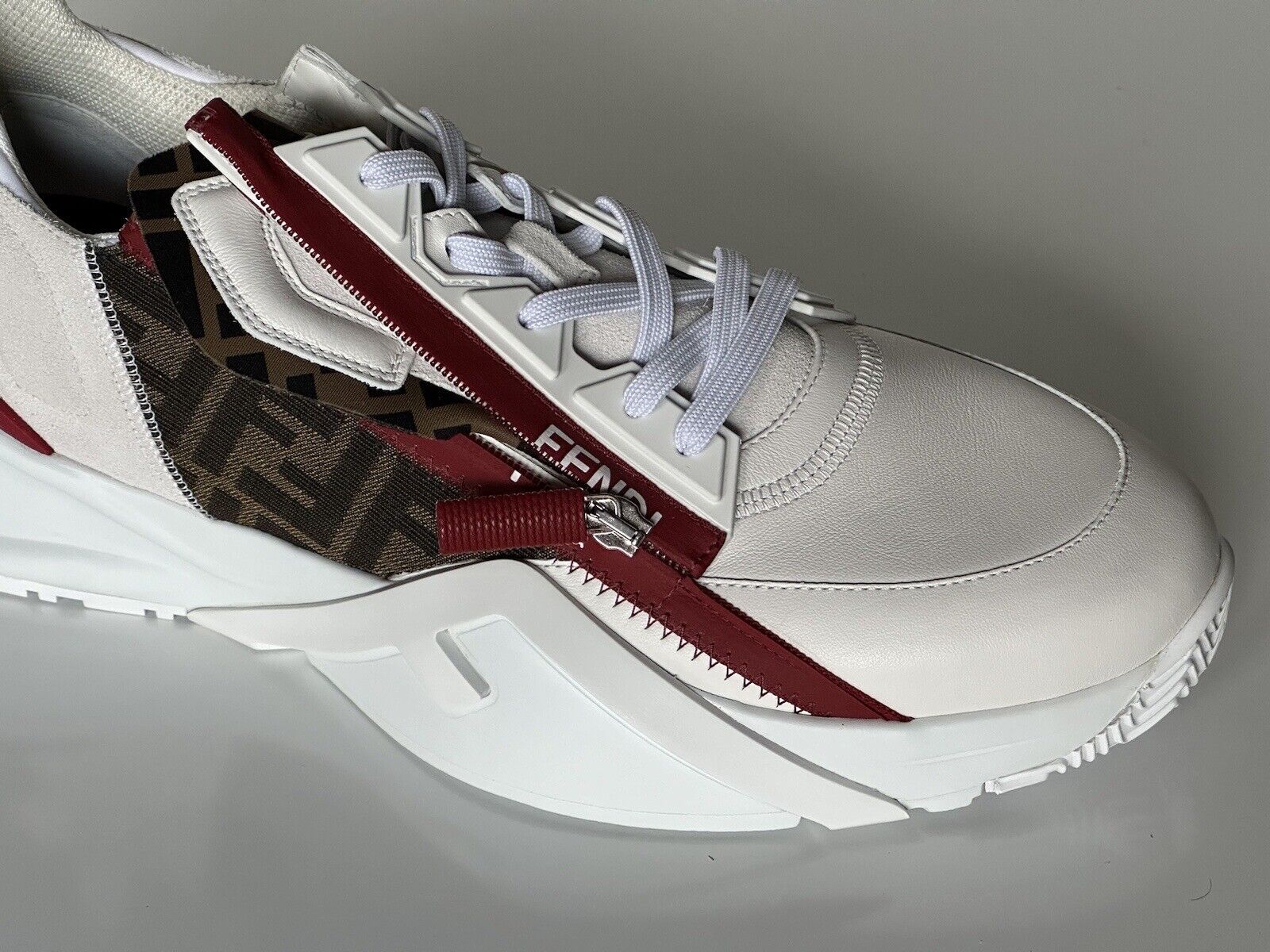 NIB $995 Fendi Flow Men's Leather Sneakers White 14 US (47 Euro) 7E1392 Italy