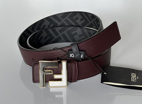 NWT $750 Fendi FF Calf Leather Granite/Black & Grey Reversible Belt 95/38 7C0480