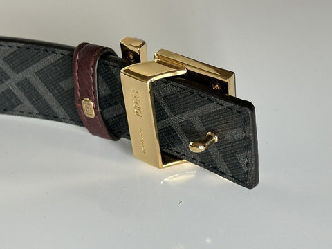 NWT $750 Fendi FF Calf Leather Granite/Black & Grey Reversible Belt 95/38 7C0480
