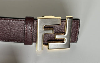 NWT $750 Двусторонний ремень Fendi FF из телячьей кожи гранитного/черно-серого цвета 95/38 7C0480 