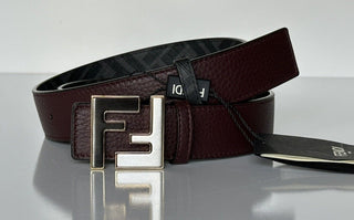NWT $750 Двусторонний ремень Fendi FF из телячьей кожи гранитного/черно-серого цвета 100/40 7C0480 