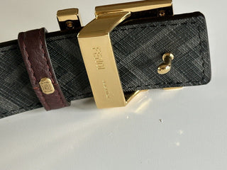 NWT $750 Двусторонний ремень Fendi FF из телячьей кожи гранитного/черно-серого цвета 100/40 7C0480 