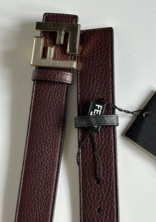 NWT $750 Двусторонний ремень Fendi FF из телячьей кожи гранитного/черно-серого цвета 100/40 7C0480 