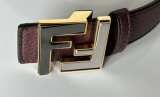 NWT $750 Двусторонний ремень Fendi FF из телячьей кожи гранитного/черно-серого цвета 100/40 7C0480 