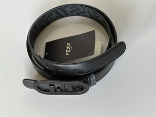 NWT $630 Ремень Fendi FF O'lock Двусторонний кожаный черный/серый 100/40 Италия 7C0475 