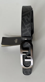 NWT $630 Ремень Fendi FF O'lock Двусторонний кожаный черный/серый 100/40 Италия 7C0475 