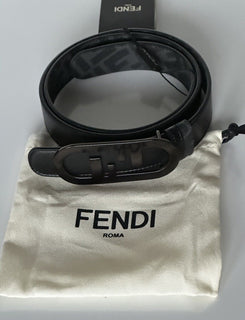 NWT $630 Ремень Fendi FF O'lock Двусторонний кожаный черный/серый 100/40 Италия 7C0475 