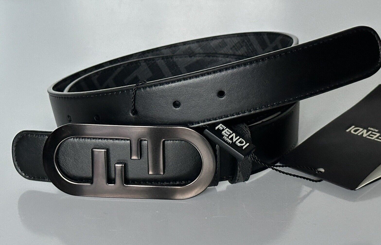 NWT $630 Fendi FF O’lock Leather Reversible Black/Grey Belt 100/40 Italy 7C0475