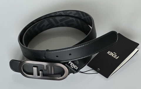 NWT $630 Fendi FF O’lock Leather Reversible Black/Grey Belt 100/40 Italy 7C0475