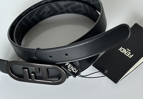 NWT $630 Fendi FF O’lock Leather Reversible Black/Grey Belt 100/40 Italy 7C0475