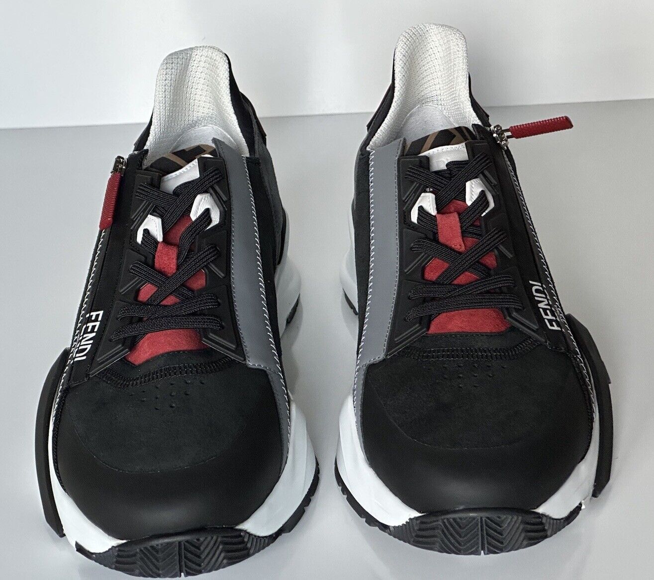 NIB $930 Fendi Flow Men's Leather/Fabric Sneakers Black 11 US (44 Eu) 7E1392 IT