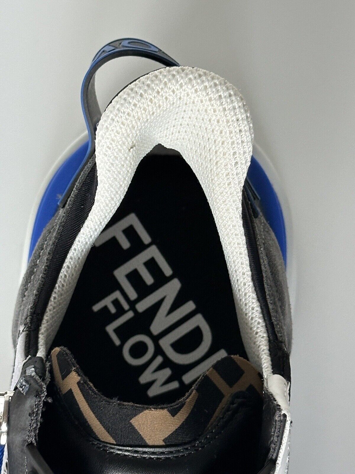 NIB 870 $ Fendi Flow Herren-Sneaker aus Leder/Stoff Blau 12 US (45 Euro) 7E1392 IT