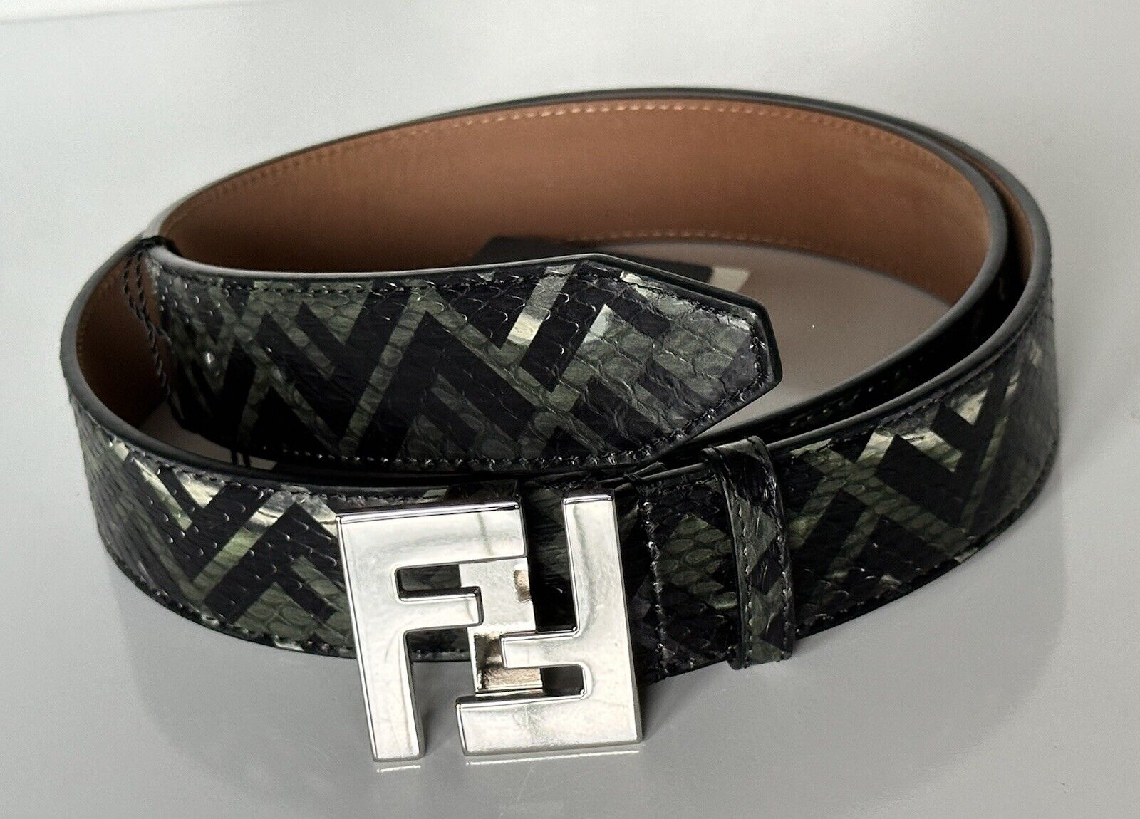 NWT $1100 Fendi FF Colubrid Snake Skin Leather Belt 115/46 7C0404 Italy