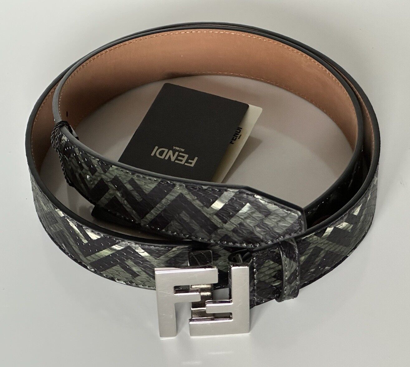 NWT $1100 Fendi FF Colubrid Snake Skin Leather Belt 110/44 7C0404 Italy