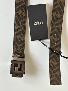 NIB $630 Двусторонний ремень Fendi FF из телячьей кожи Tartufo/черно-коричневый 105/42 7C0468 