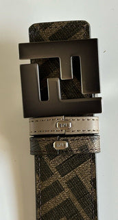 NIB $630 Двусторонний ремень Fendi FF из телячьей кожи Tartufo/черно-коричневый 105/42 7C0468 