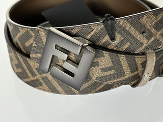 NIB $630 Двусторонний ремень Fendi FF из телячьей кожи Tartufo/черно-коричневый 105/42 7C0468 