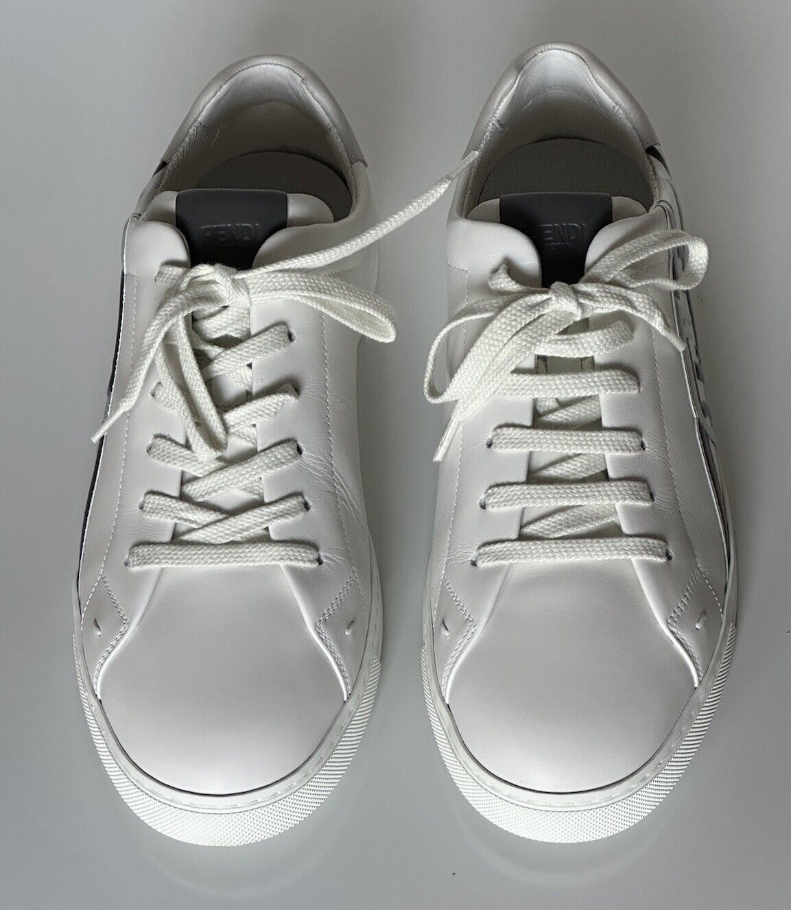 NIB $795 Fendi O’lock Leather White Sneakers 12 US (45 Euro) 7E1562 Italy