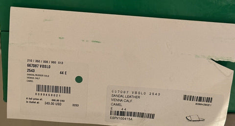 NIB $690 Bottega Veneta Men's Vienna Calf Leather Sandals Camel 11 US 667087 IT