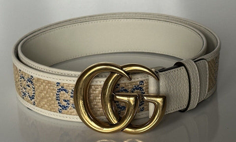 NWT Gucci Women's Raffia GG Marmont Wide Belt in Nude 110/44 Italy 400593