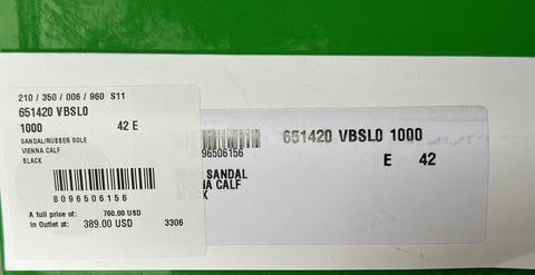 NIB 760 долларов США Bottega Veneta Мужские сандалии из телячьей кожи Черный 9 США (42) 651420 