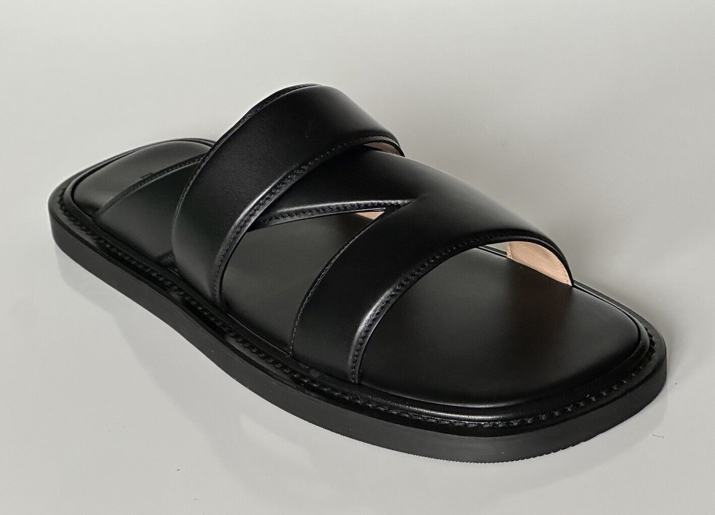 NIB $760 Bottega Veneta Calf Leather Men's Sandals Shoes Black 9 US (42)  651420