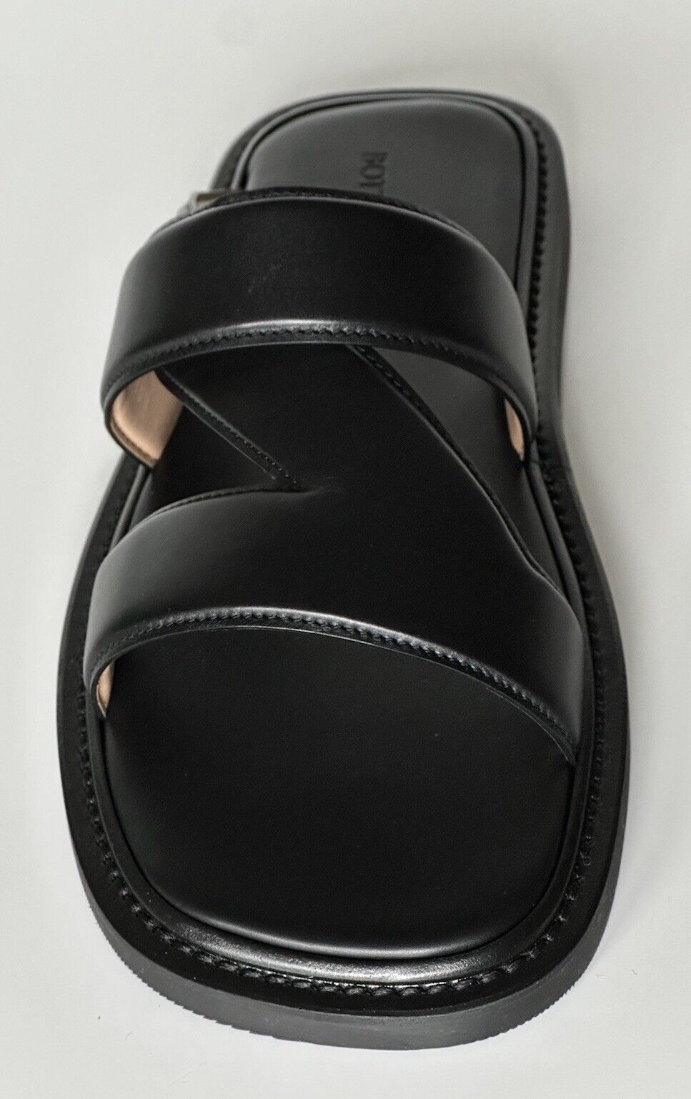 NIB $ 760 Bottega Veneta Kalbsleder Herren Sandalen Schuhe Schwarz 9 US (42) 651420 