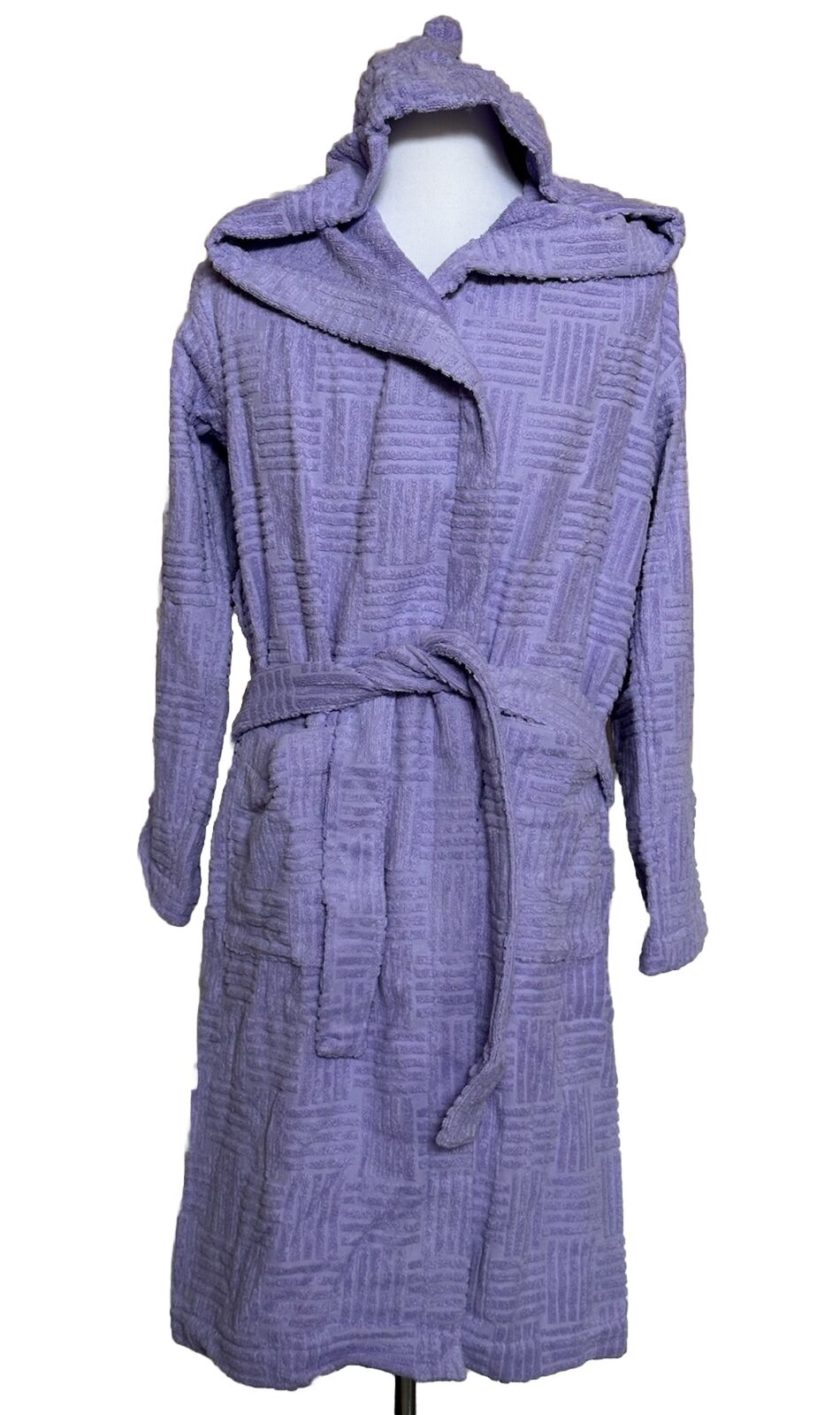 NWT $700 Bottega Veneta Mens Cotton Terry Bath Robe Dark Purple Medium 723607 IT