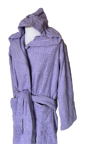NWT $700 Bottega Veneta Cotton Terry Bath Robe Dark Purple Small 723607 Italy