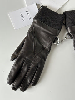 NWT $650 Bottega Veneta Women's Leather Gloves Brown Size 8  (L) Italy 690300