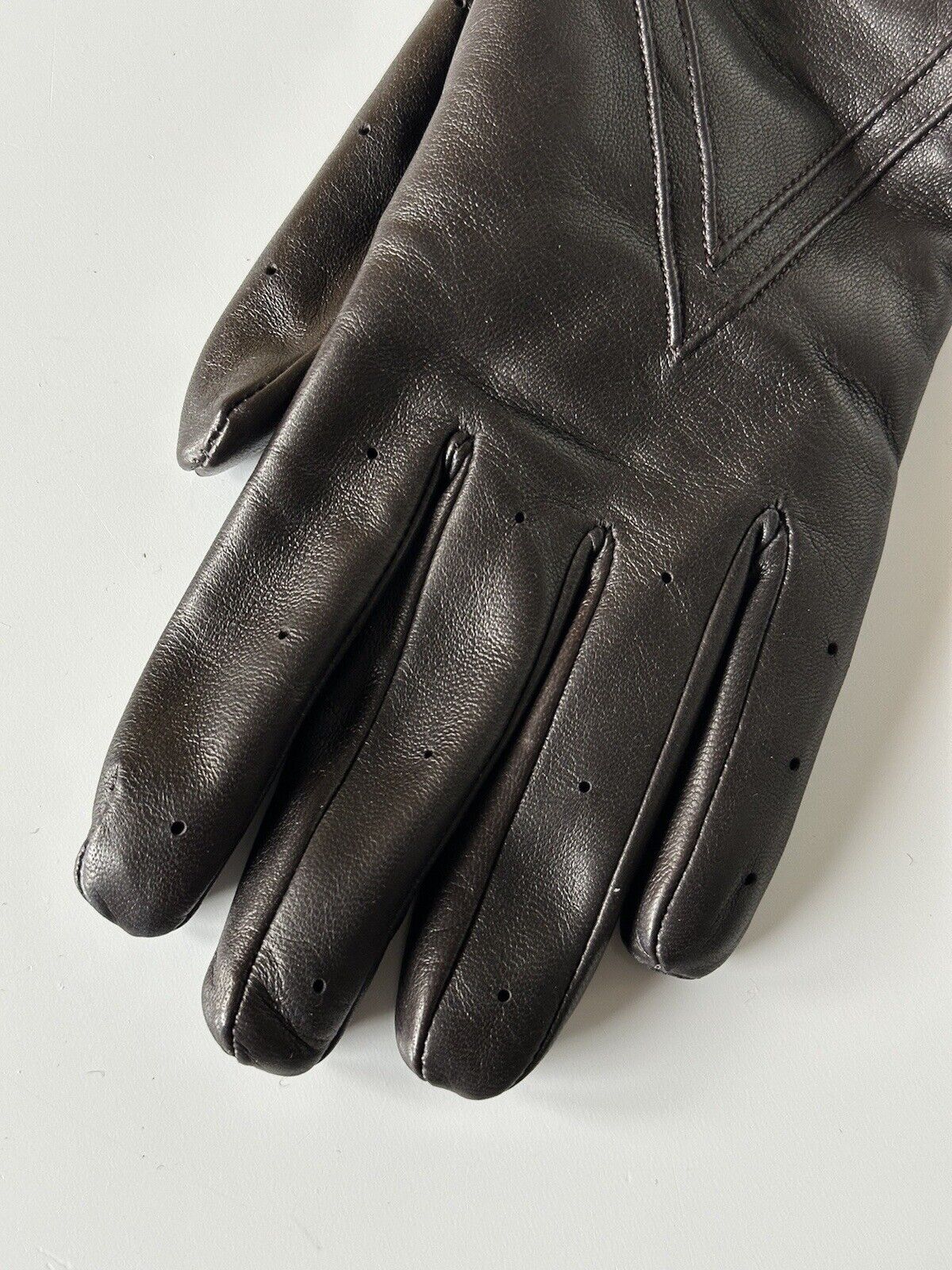 NWT $650 Bottega Veneta Women's Leather Gloves Brown Size 7.5 (M) Italy 690300