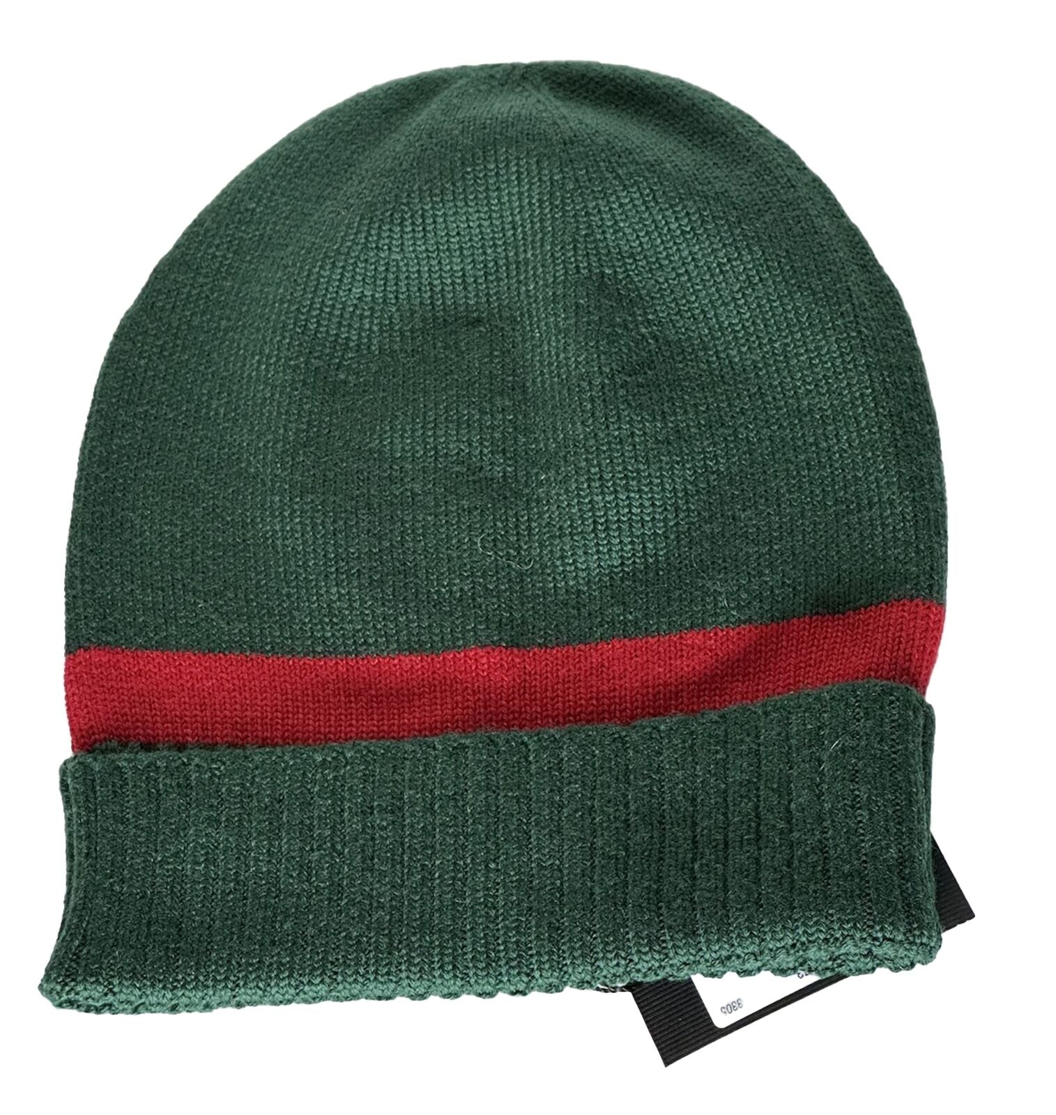 NWT Gucci Knit Wool Green/Red Beanie Hat Medium (58 cm) Made in Italy 494598