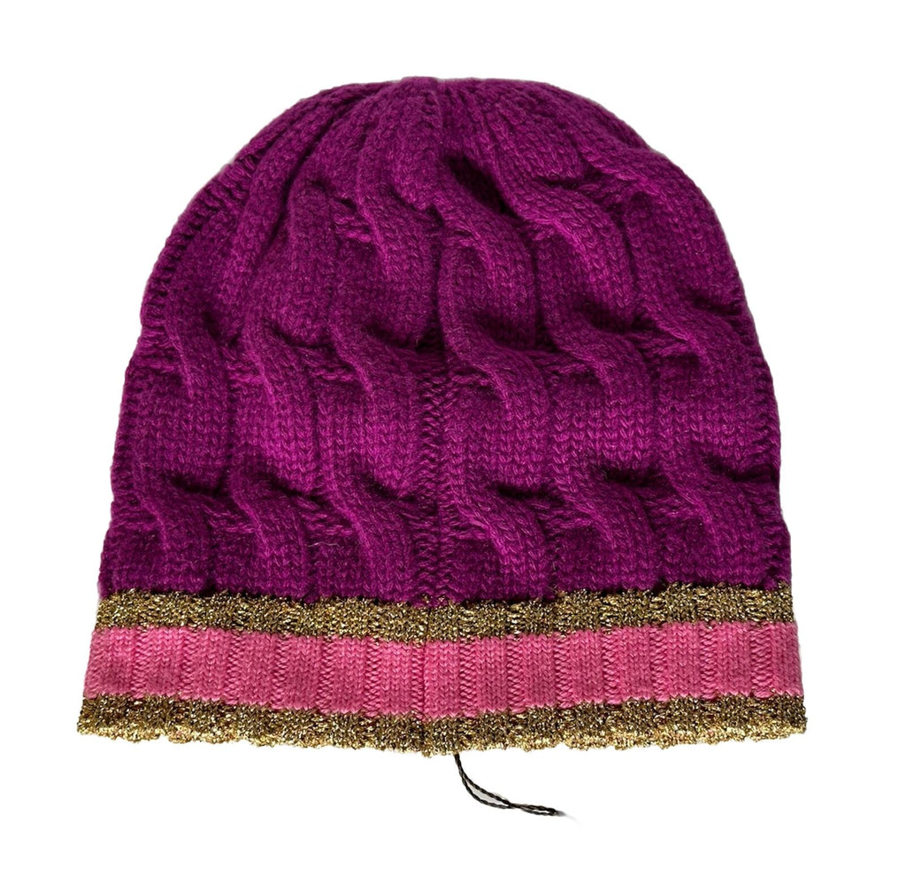 NWT Gucci Knit Wool/Cashmere Magenta/Pink Beanie Hat Medium (57 cm) Italy 544546