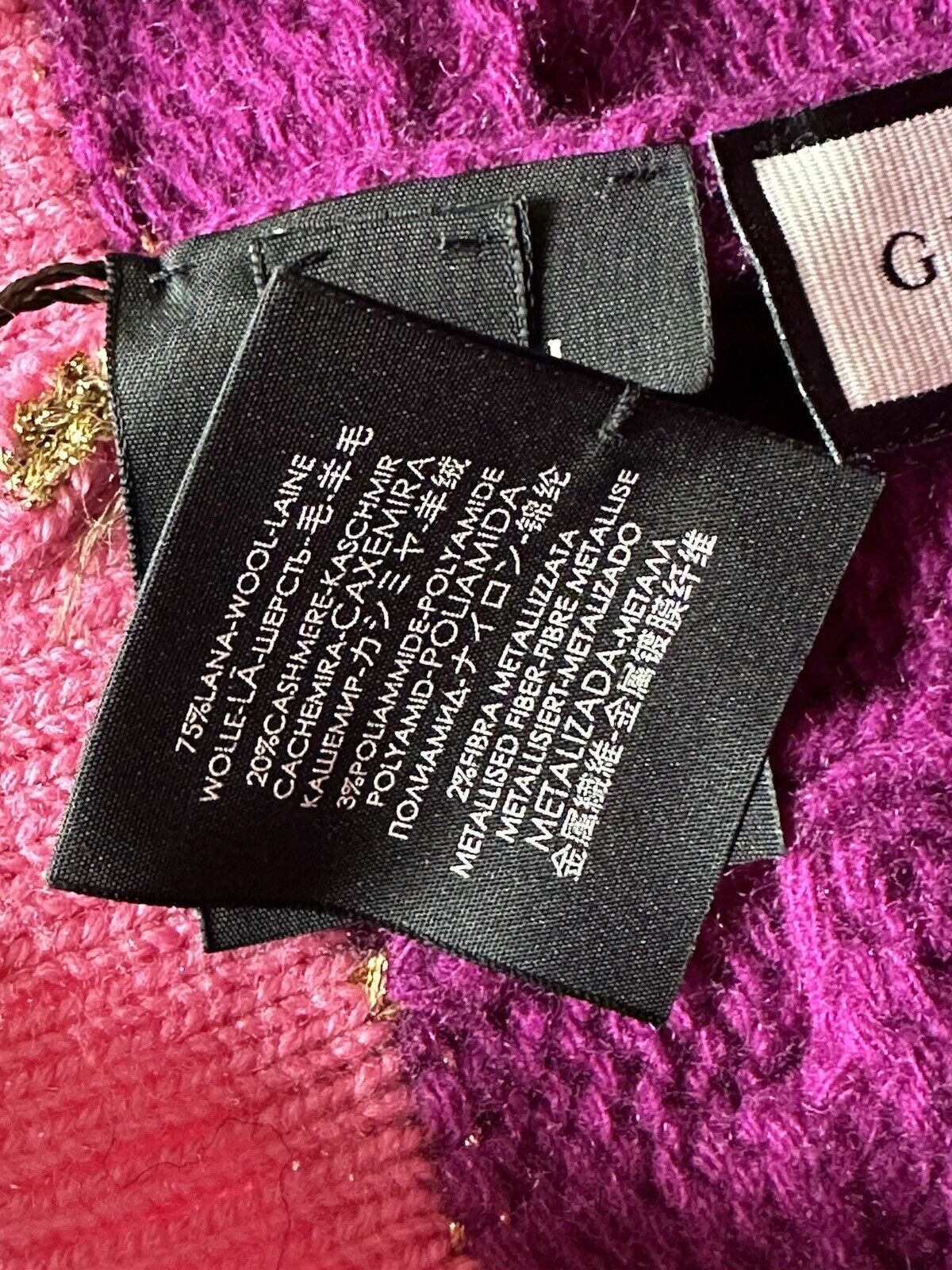 Neu mit Etikett: Gucci Strickmütze aus Wolle/Kaschmir, Magenta/Pink, mittelgroß (57 cm), Italien 544546 