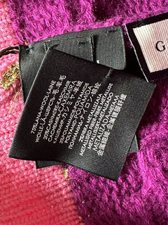 NWT Gucci Knit Wool/Cashmere Magenta/Pink Beanie Hat Medium (57 cm) Italy 544546