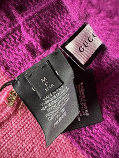 NWT Gucci Knit Wool/Cashmere Magenta/Pink Beanie Hat Medium (57 cm) Italy 544546