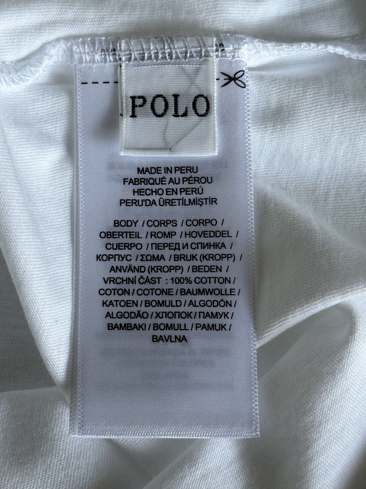 Neu mit Etikett: 78 $ Polo Ralph Lauren USA Flag Weißes Kurzarm-T-Shirt-Oberteil Large