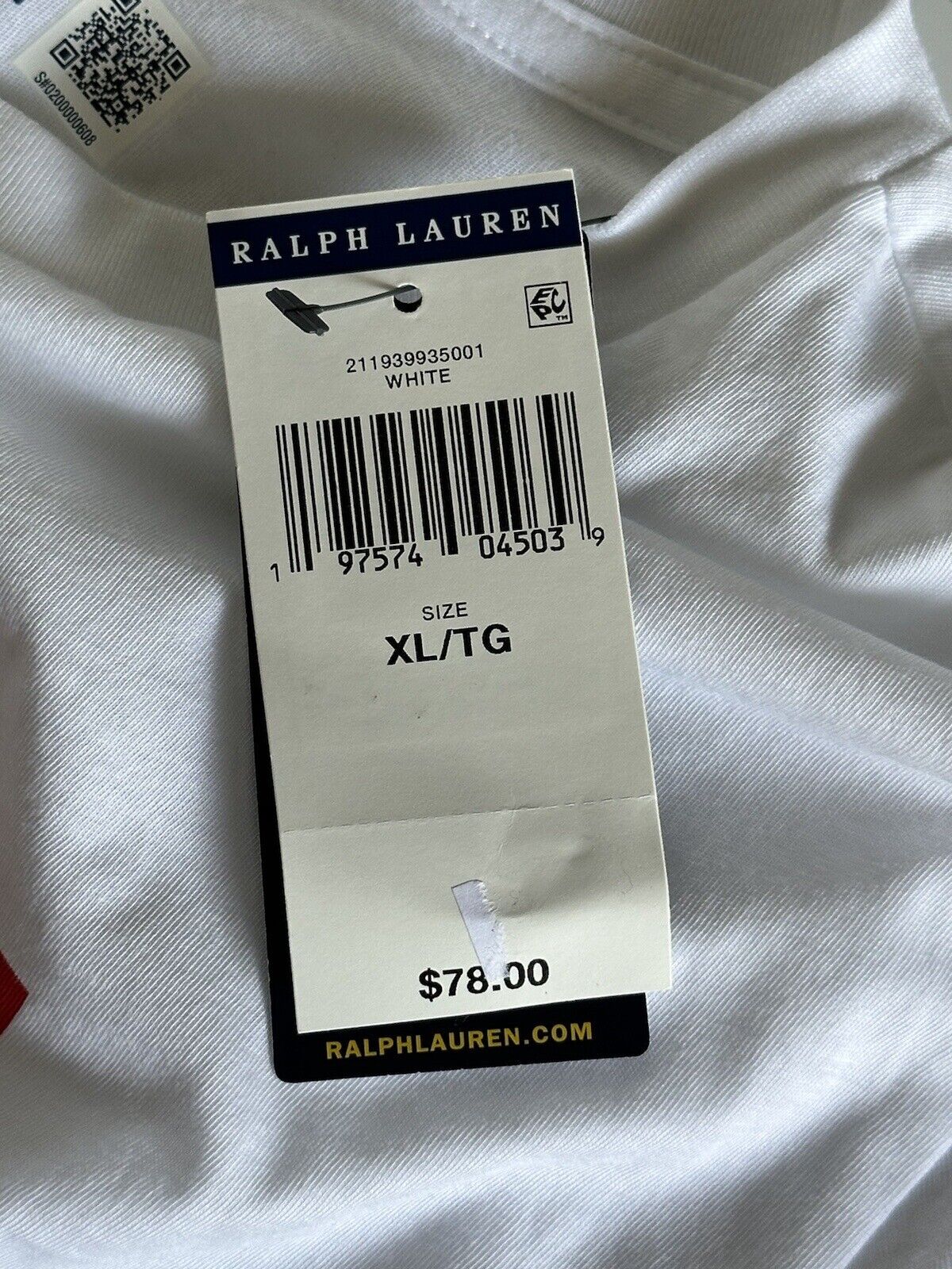 Neu mit Etikett: 78 $ Polo Ralph Lauren USA Flag Weißes Kurzarm-T-Shirt-Oberteil XL